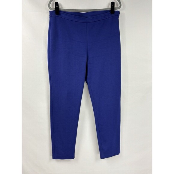 St John Santana Pants Royal Bright Blue 12 Flat Front Side Zip Stretch Straight - Picture 2 of 9